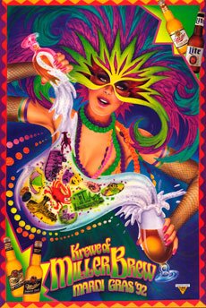 Krewe of Miller Brew - 1992 Mardi Gras Poster by Andrea Mistretta