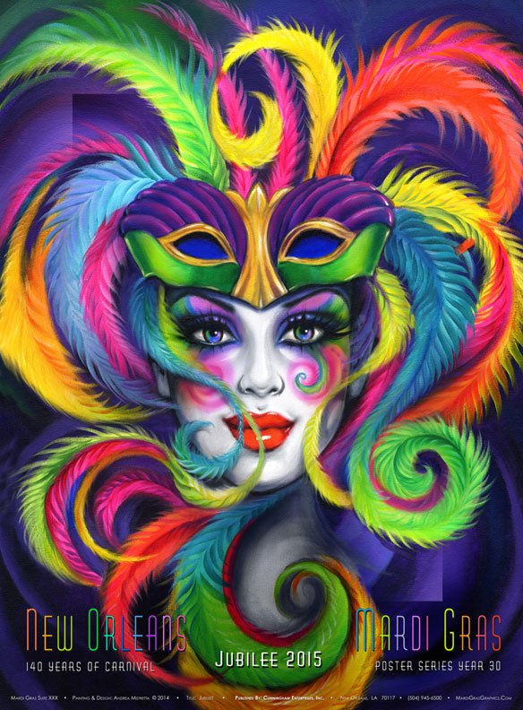 Mardi Gras Jubilee! - 2015 Mardi Gras Poster by Andrea Mistretta