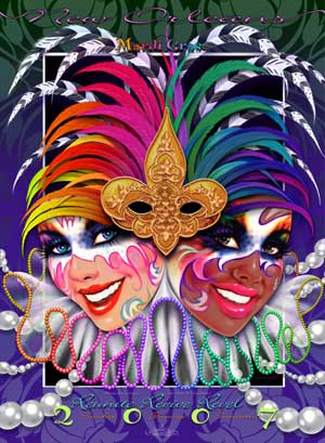 Reunite Revive Revel - 2007 Mardi Gras Poster by Andrea Mistretta