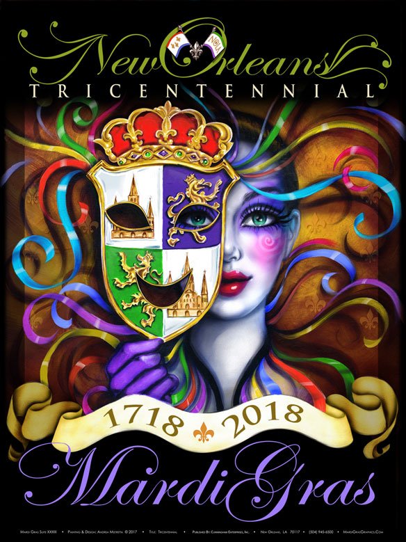 Tricentennial - 2018 Mardi Gras Poster by Andrea Mistretta